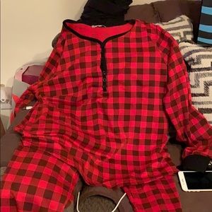 Red plaid pajamas two pieces